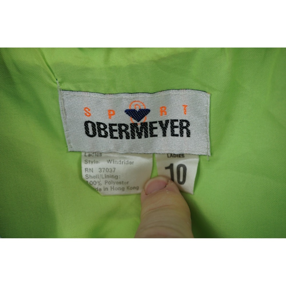 Vintage Obermeyer Jacket Womens 10 Bright Neon Ski Windrider Hooded 90s Snow - Picture 2 of 5